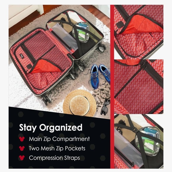 RARE Ful Disney Mickey Mouse Suitcase Silver Hard Rolling Luggage 25 inches NWT - Picture 7 of 8